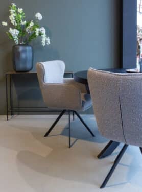 Eetkamerstoel Bouclé Met Armleuning Grijs