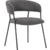 Eetkamerstoel Grijs Polyester Met Zwart Metalen Poot