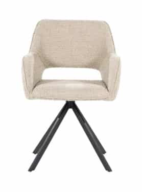 Eetkamerstoel Stof Zand Zwarte Poten