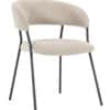 Eetkamerstoel Taupe Polyester Met Zwart Metalen Poot
