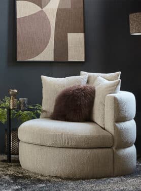 Fauteuil Beige Stof Rond