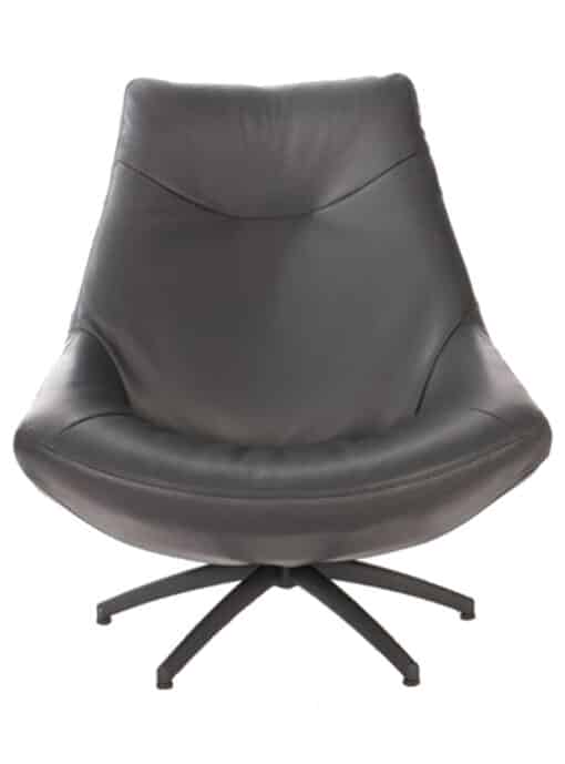 Fauteuil Zwart Leer Met Draaivoet