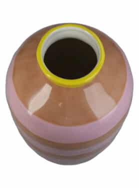 Roze Oranje Gestreepte Vaas Bovenkant