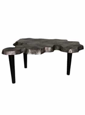 Salontafel Met Vingerafdruk Print Antiek Brons Blad Zwarte Poten