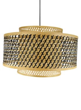 Ronde Bamboe Hanglamp Naturel Zwart