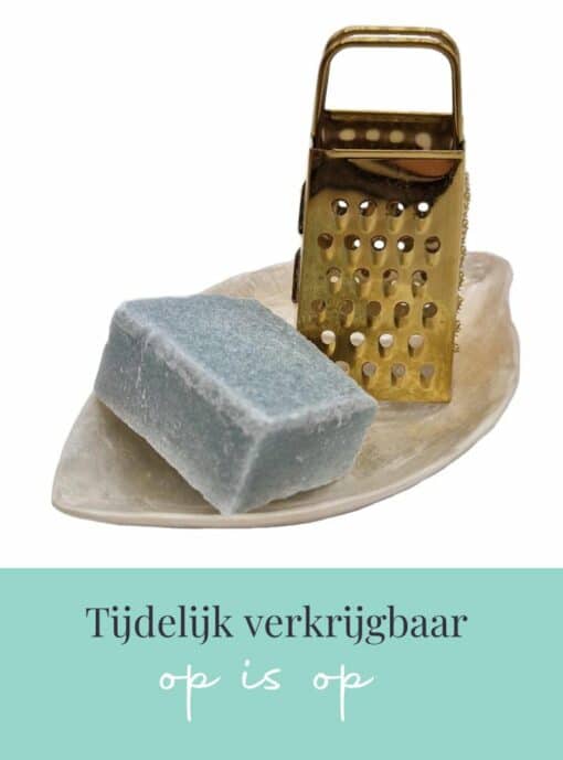 Schelpenschaaltje Met Blauw Amberblokje En Gouden Rasp Cadeauset
