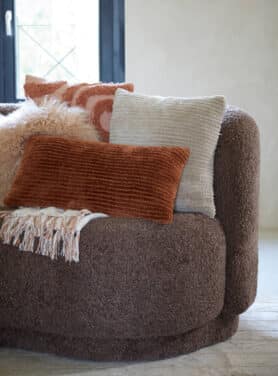 Bruine Fauteuil Met Roestbruine En Crème Kleurige Kussens