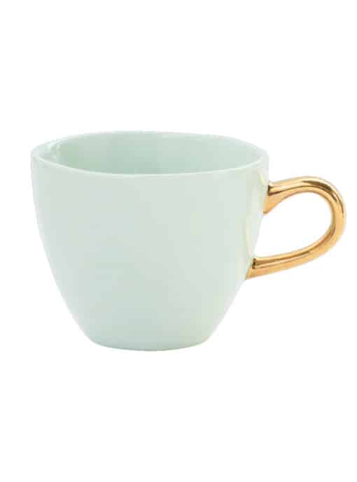 Good Morning Cofee Cup Celadon Met Goud Oor