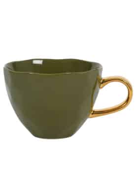 Good Morning Cofee Cup Fir Green Met Goud Oor