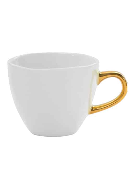 Good Morning Cappuccino/tea Cup White Met Goud Oor