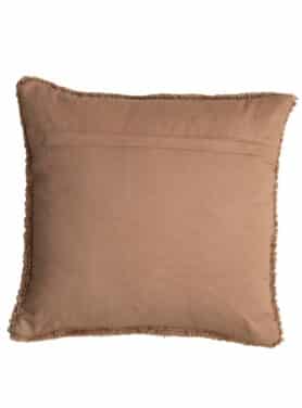 Zacht Vierkant Kussen Ribstof Bruin Kleurig Achterkant