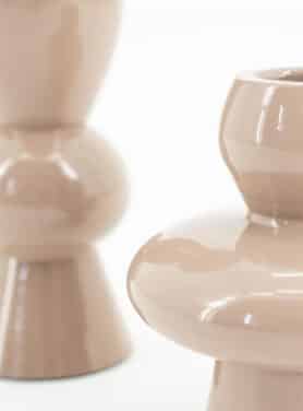 Oud Roze Kandelaar Met Ronde Vormen