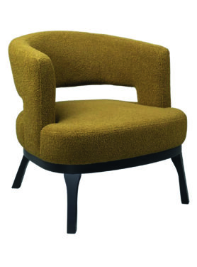 Fauteuil Stof Okergeel Met Beuken Poot