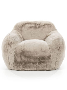Taupe Fauteuil Zachte Fluffy Stof