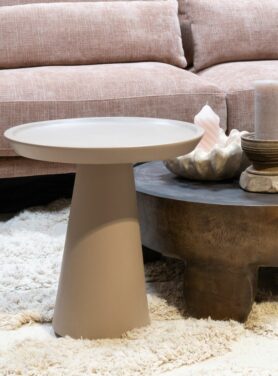 Rond bijzettafeltje beige kunststof