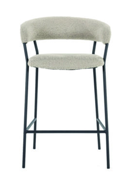 Zwart Metaal Onderstel Taupe Polyester Boucle Barkruk