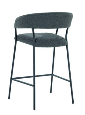 Antaciet Polyester Barstoel Met Zwart Metalen Frame