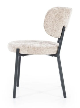 Beige Eetkamerstoel Met Ronde Zitting En Bouclé Stof