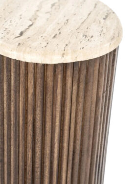 Bijzettafel Hout Bruin Met Natuursteenblad