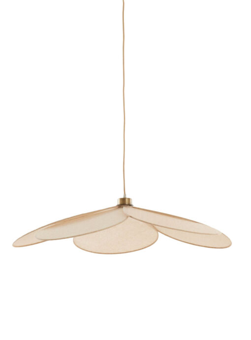 Bloemvormig Hanglamp Rond Van Stof Zand Beige Creme Kleur