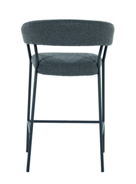 Boucle Antraciet Barkruk Met Een Stalen Onderstel