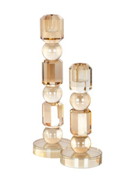 Glazen Kandelaat Klein Bruin Creme