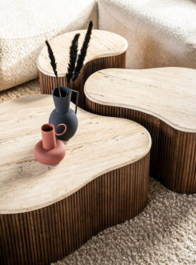 Houten Salontafel Met Marmeren Blad