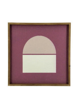 Wandornament Vierkant Rond Roze Hout