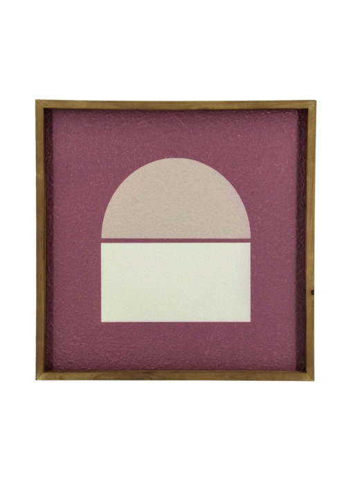 Wandornament Vierkant Rond Roze Hout