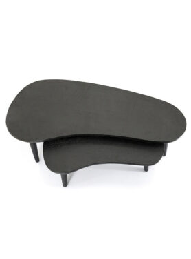 Zwarte Houten Salontafel 2 Delig