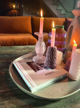 Lichtroze Kandelaar Glas