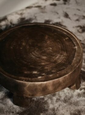 Blad massief houten salontafel donkerbruin