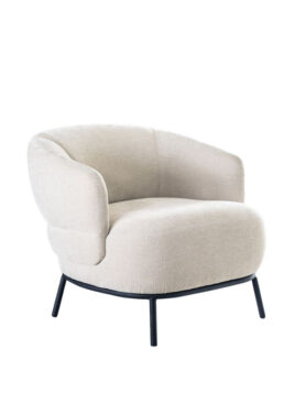 Beige Fauteuil Met Safari Print Zwarte Poten