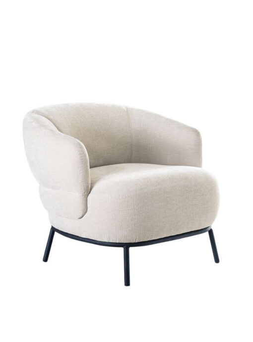 Beige Fauteuil Met Safari Print Zwarte Poten