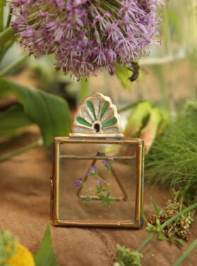 Fotolijstje Met Bloemen Goud En Paars En Groen