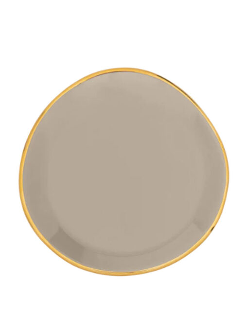 Grijs Beige Bord Met Een Goud Randje