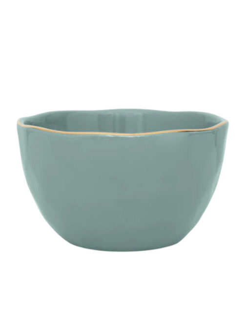 Groen Blauwe Bowl Met Een Gouden Randje