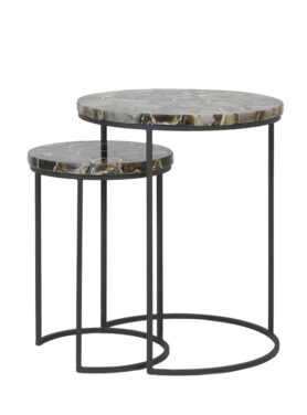 Metalen Bijzettafel Set Bruin Zwart