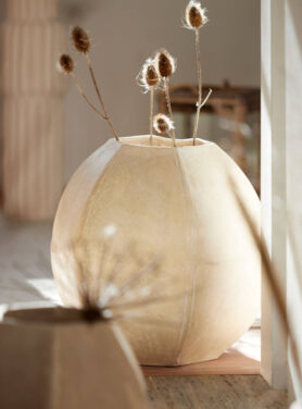 Pot Papiermache Naturel Creme Beige Rond