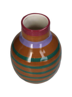 Vaas Bruin Groen Roon Paars Aardewerk