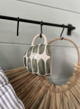 Witte Mok Kop Met Groene Ronde Strepen