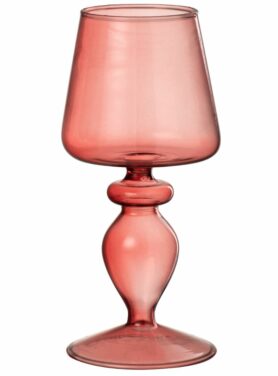 Sierlijke roze kaarshouder van glas