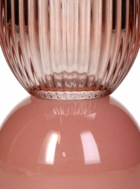 glazen vaas zacht roze geribbeld
