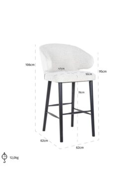 Richmond Barstoel Zwarte Poten En Wit Boucle