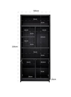 Boekenkast Richmond Zwart Met Vakken