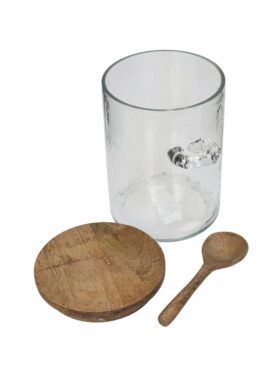 Glazen Pot Met Houten Lepel En Deksel