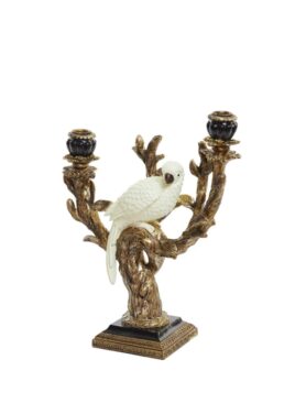Kandelaar Met Witte Vogel Goud Met Zwart