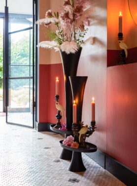 Kandelaar Vogel Zwart Creme