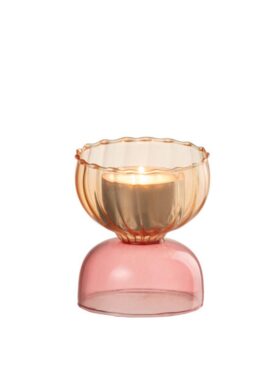 Oranje Roze Waxinelichthouder Van Glas