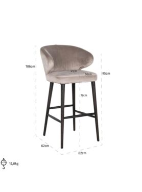 Richmond Barstoel Zwarte Poten En Khaki Kleur